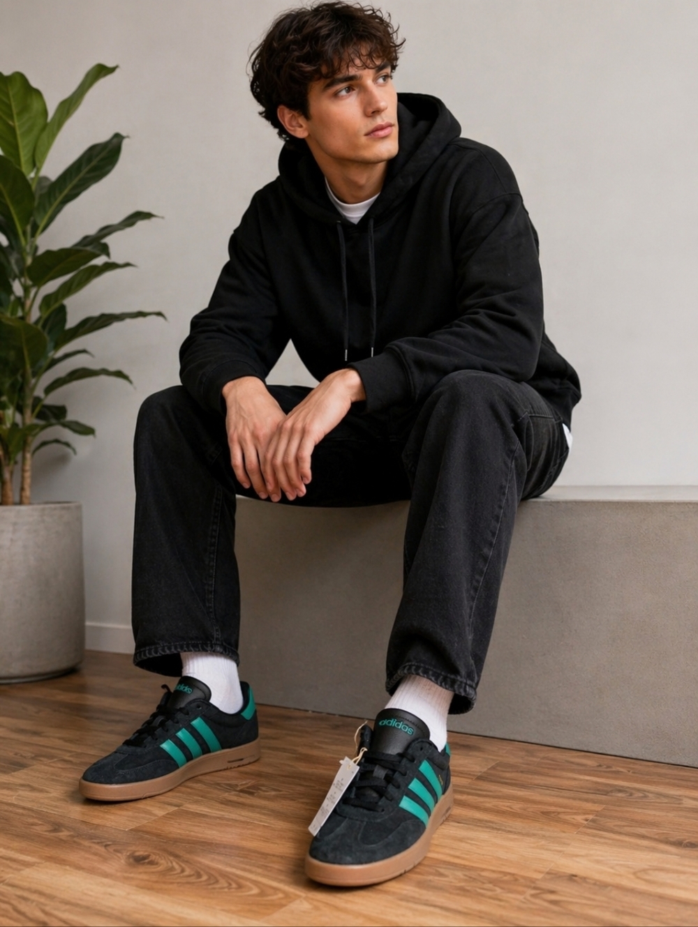 🖤 Adidas Sneakers – Black & Green | Size 8 | NWT